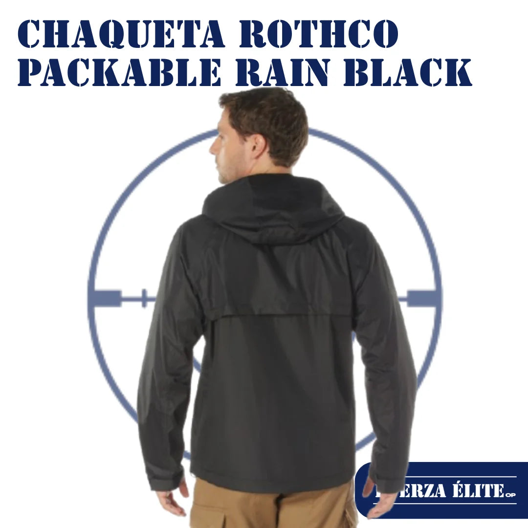CHAQUETA ROTHCO PACKABLE RAIN BLACK REF 3754