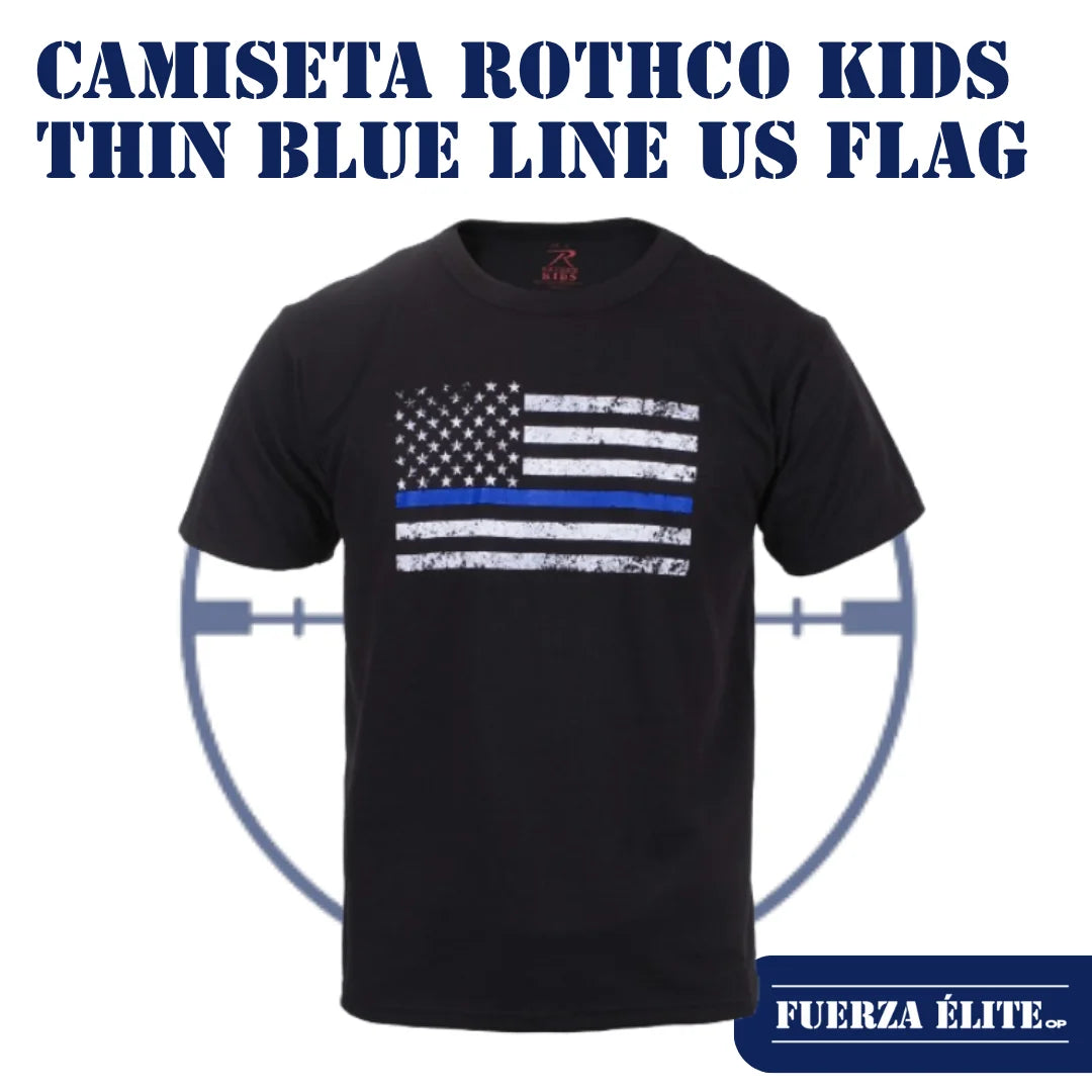CAMISETA ROTHCO KIDS THIN BLUE LINE US FLAG BLACK REF 6869