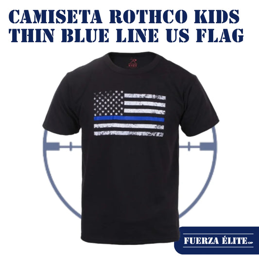CAMISETA ROTHCO KIDS THIN BLUE LINE US FLAG BLACK REF 6869
