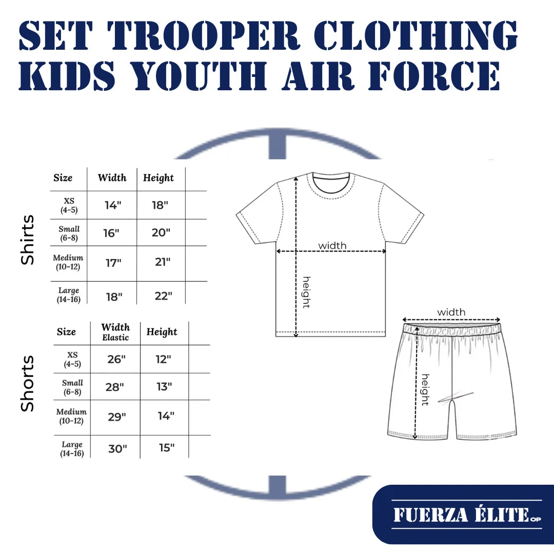 SET TROOPER CLOTHING KIDS YOUTH AIR FORCE PT UNIFORM REF 301