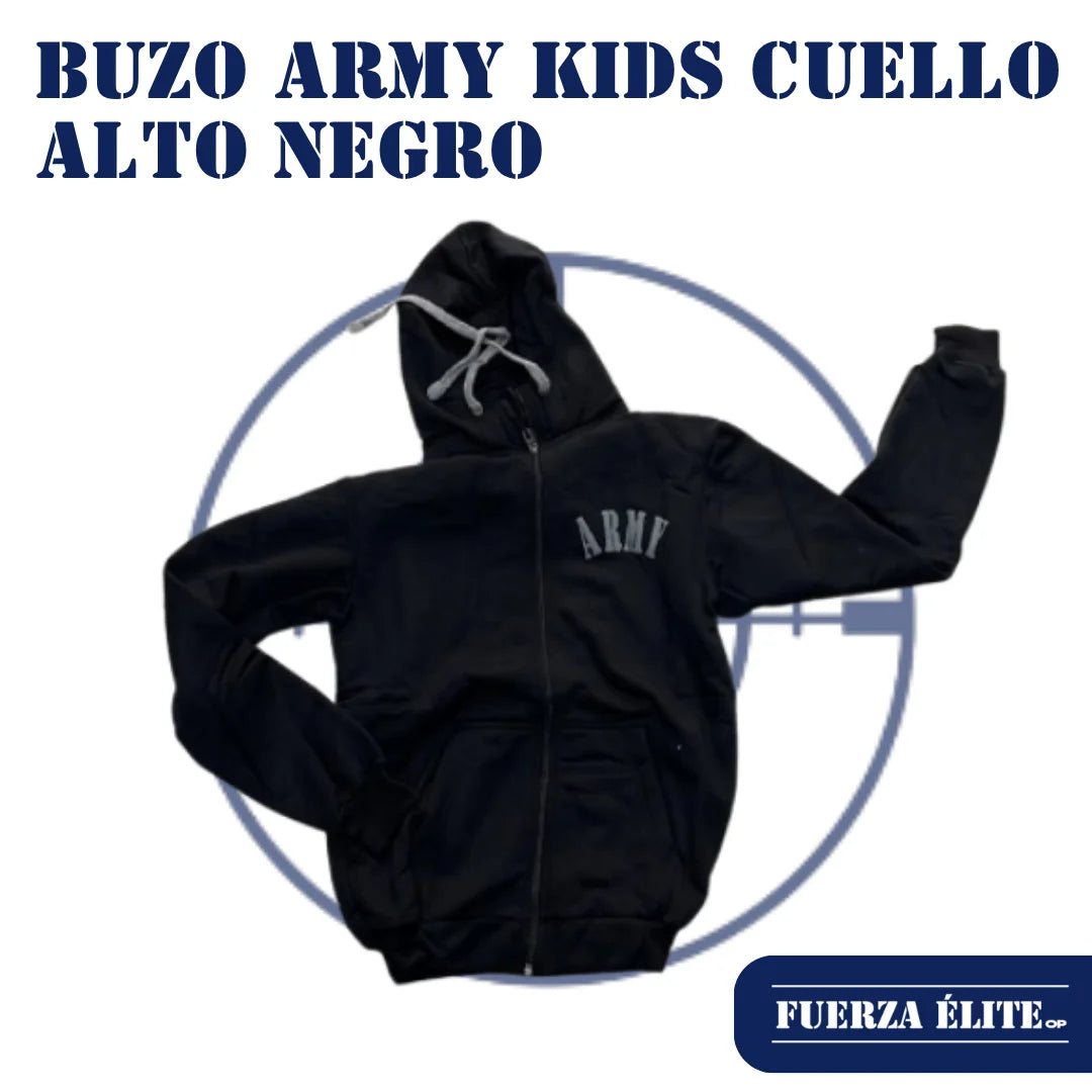 BUZO ARMY KIDS CUELLO ALTO NEGRO