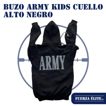 BUZO ARMY KIDS CUELLO ALTO NEGRO