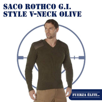 SACO ROTHCO G.I. STYLE ACRYLIC V-NECK OLIVE DRAB REF 6345