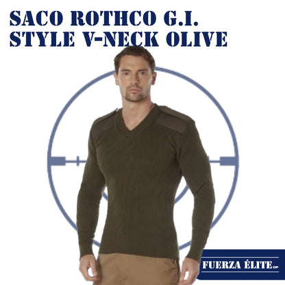 SACO ROTHCO G.I. STYLE ACRYLIC V-NECK OLIVE DRAB REF 6345