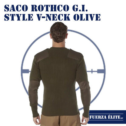 SACO ROTHCO G.I. STYLE ACRYLIC V-NECK OLIVE DRAB REF 6345