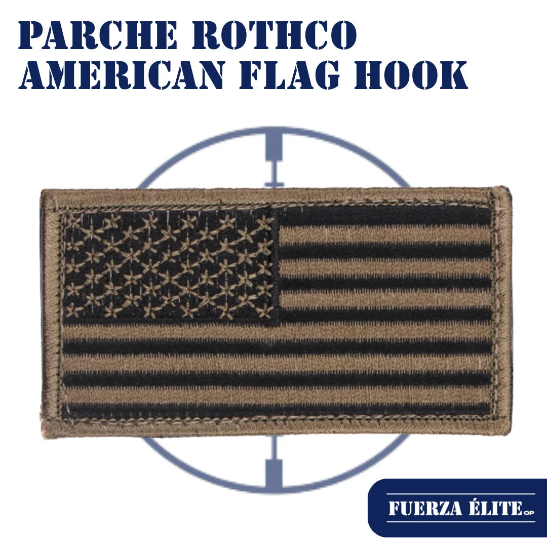 PARCHE ROTHCO AMERICAN FLAG HOOK BACK BLACK / KHAKI REF 17782