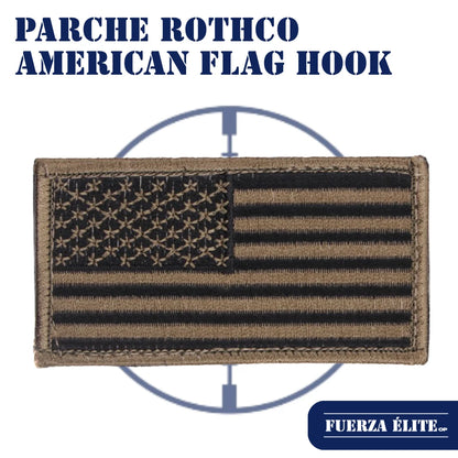 PARCHE ROTHCO AMERICAN FLAG HOOK BACK BLACK / KHAKI REF 17782