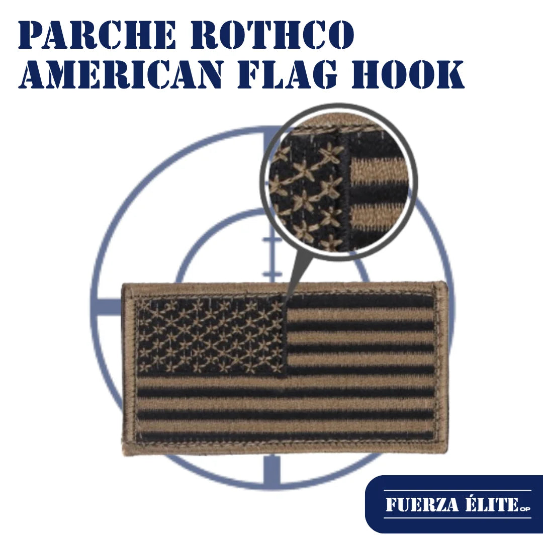 PARCHE ROTHCO AMERICAN FLAG HOOK BACK BLACK / KHAKI REF 17782