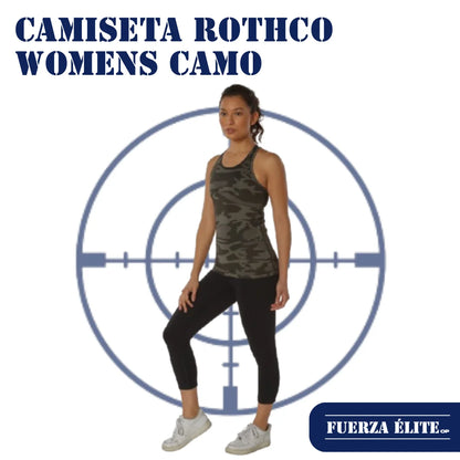 CAMISETA ROTHCO WOMENS CAMO WORKOUT PERMORMANCE TANK TOP BLACK CAMO REF 4407