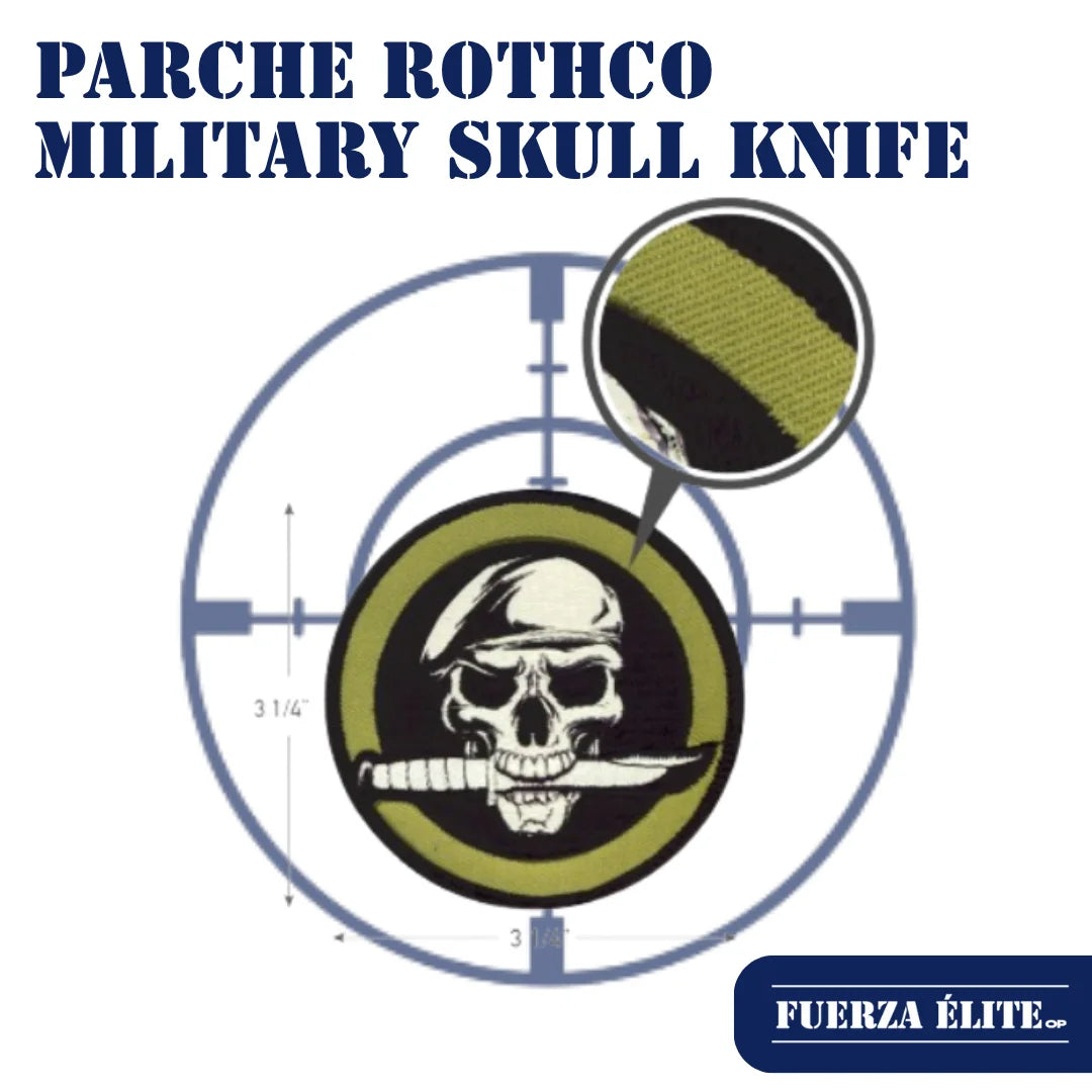 PARCHE ROTHCO REDONDO MILITARY SKULL KNIFE PATCH W HOOK BACK REF 72194