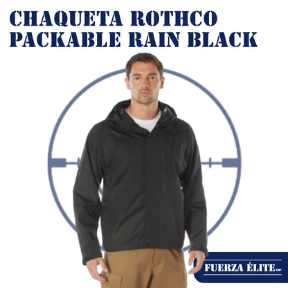 CHAQUETA ROTHCO PACKABLE RAIN BLACK REF 3754