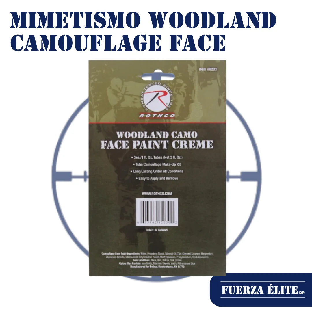 MIMETISMO WOODLAND CAMOUFLAGE FACE PAINT CREME REF 8203